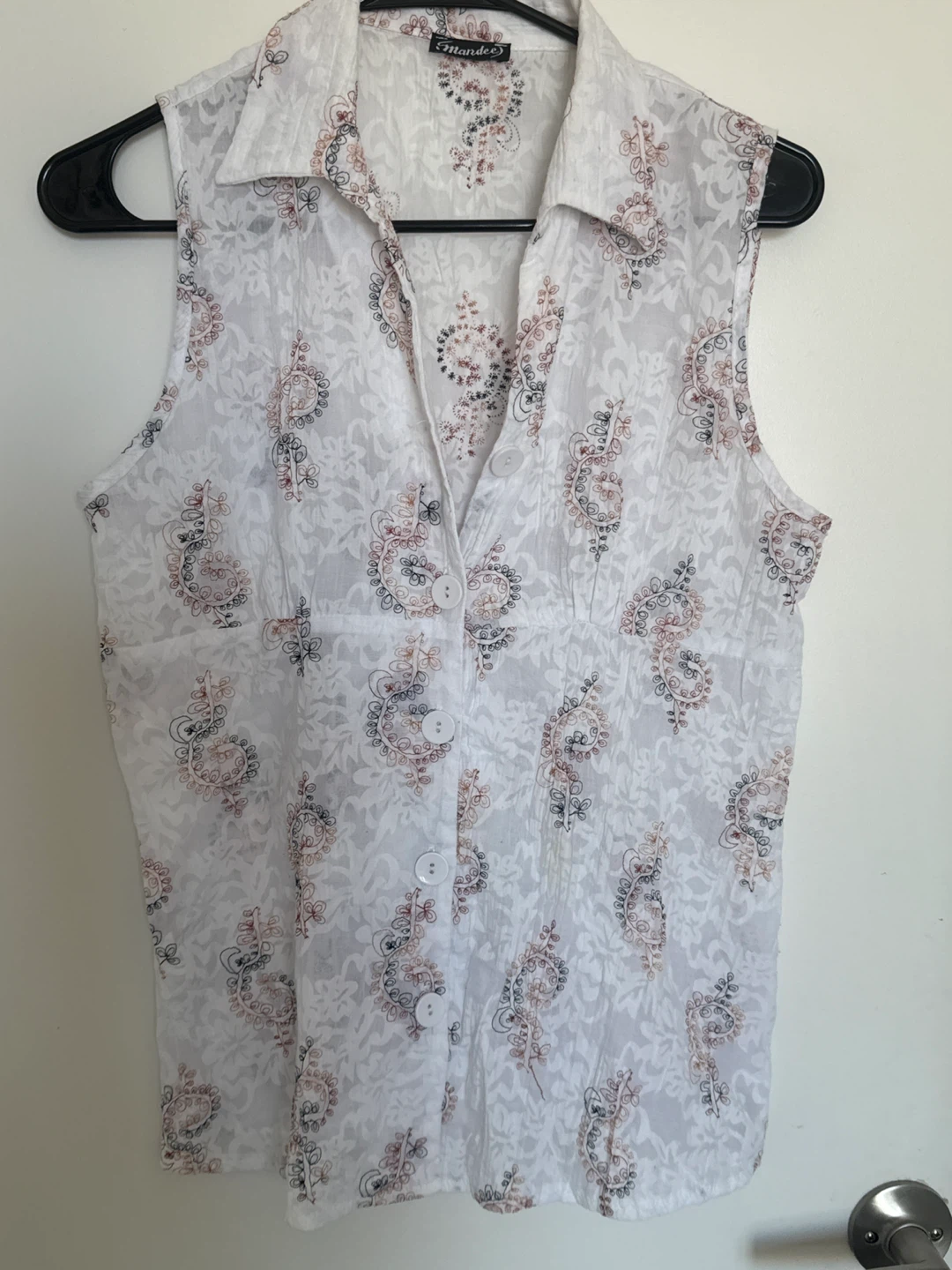 Mandee Sleeveless Blouse - White Floral Print