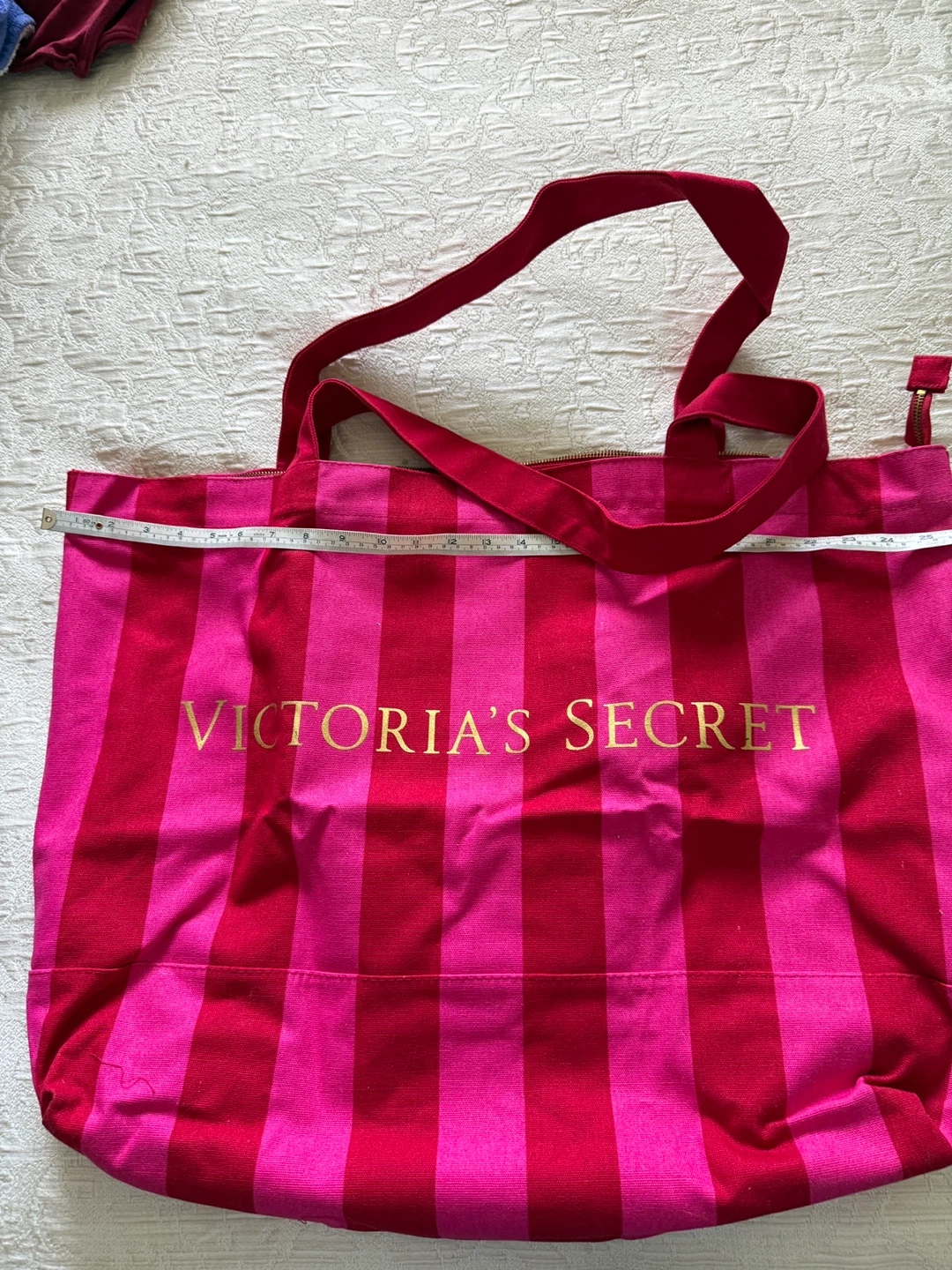Brand New Victoria's Secret Pink & Red Striped Tote Bag 🌱