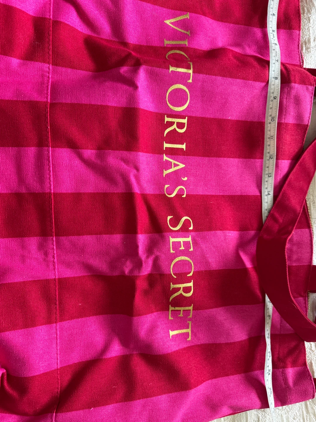 Brand New Victoria's Secret Pink & Red Striped Tote Bag 🌱 - photo 3