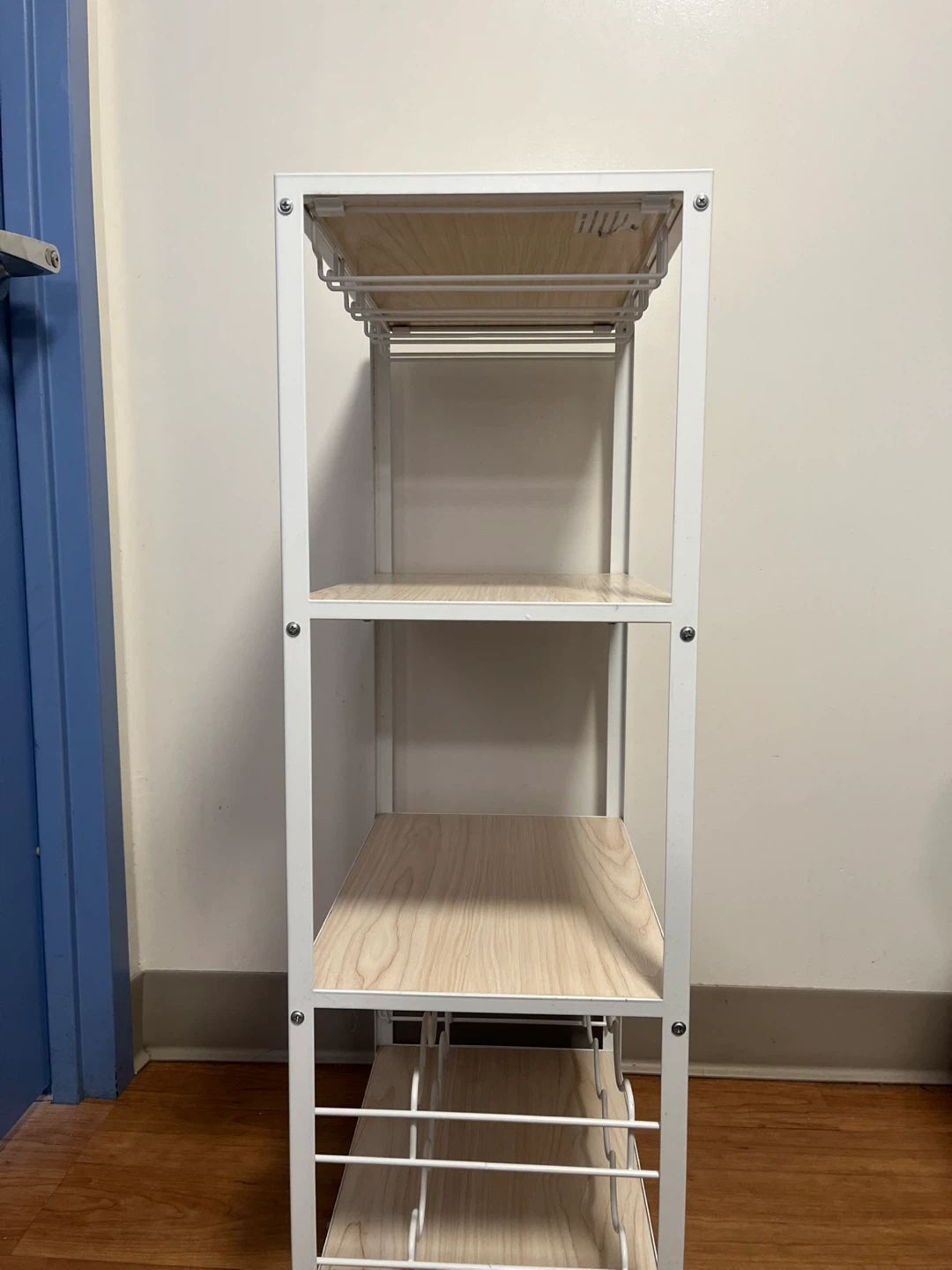 White Metal and Wood Wine Rack or Kitchen Shelf - photo 2