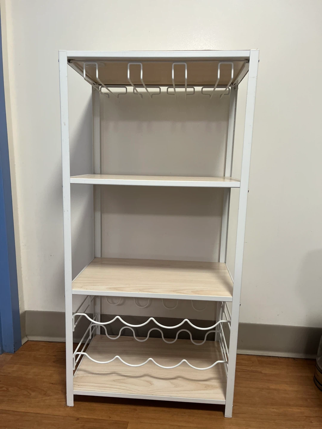 White Metal and Wood Wine Rack or Kitchen Shelf - photo 3