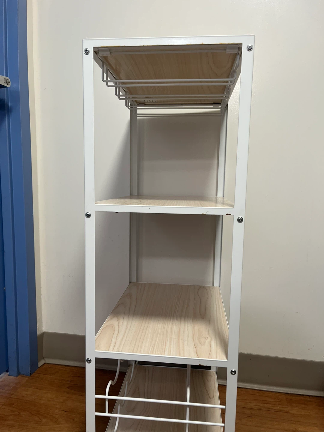 White Metal and Wood Wine Rack or Kitchen Shelf - photo 4
