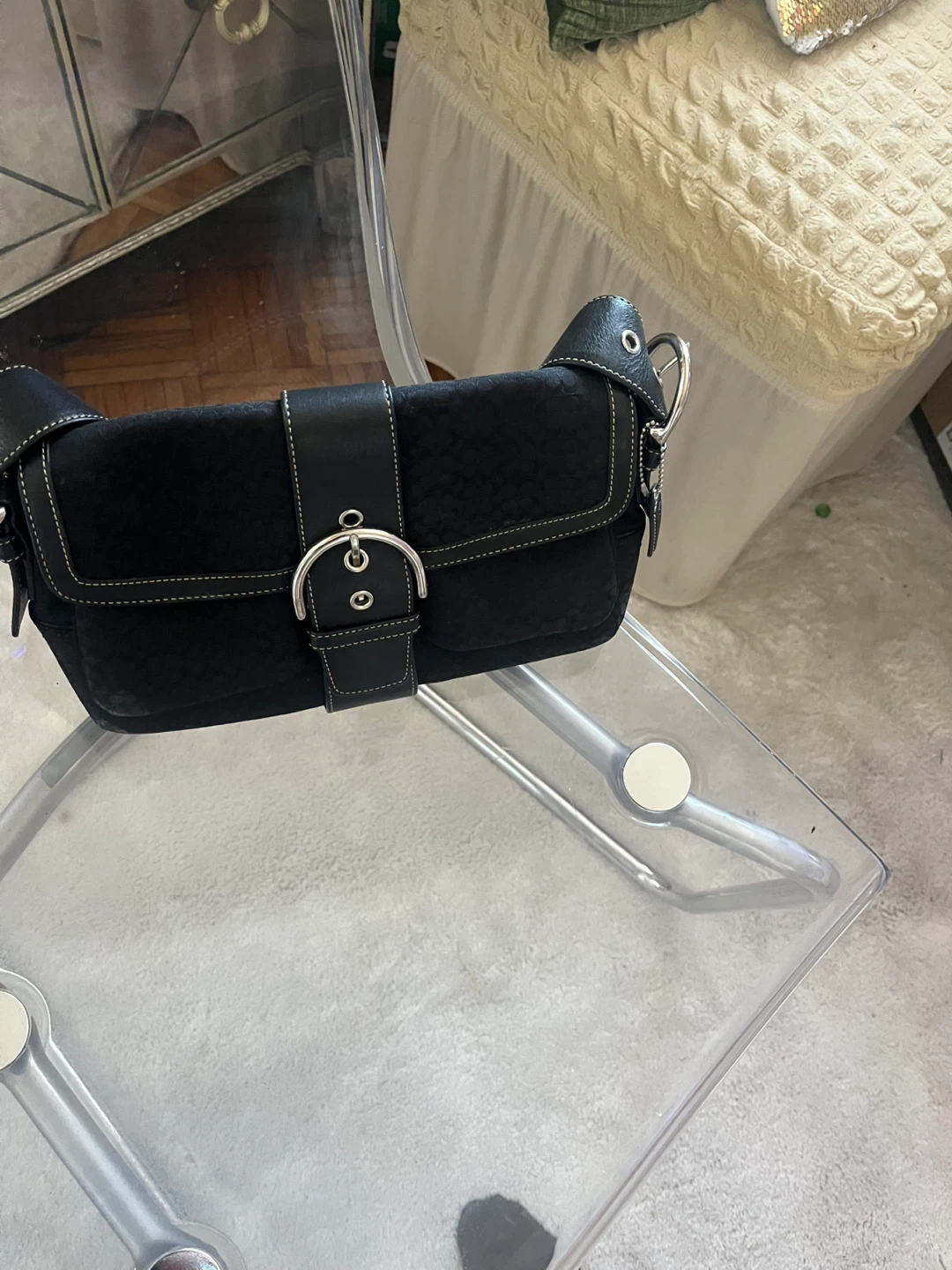 Coach Black Signature C Monogram Shoulder Bag
