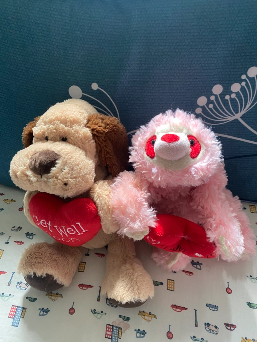 Get Well Soon Plush Dog and Sloth with Hearts🌱