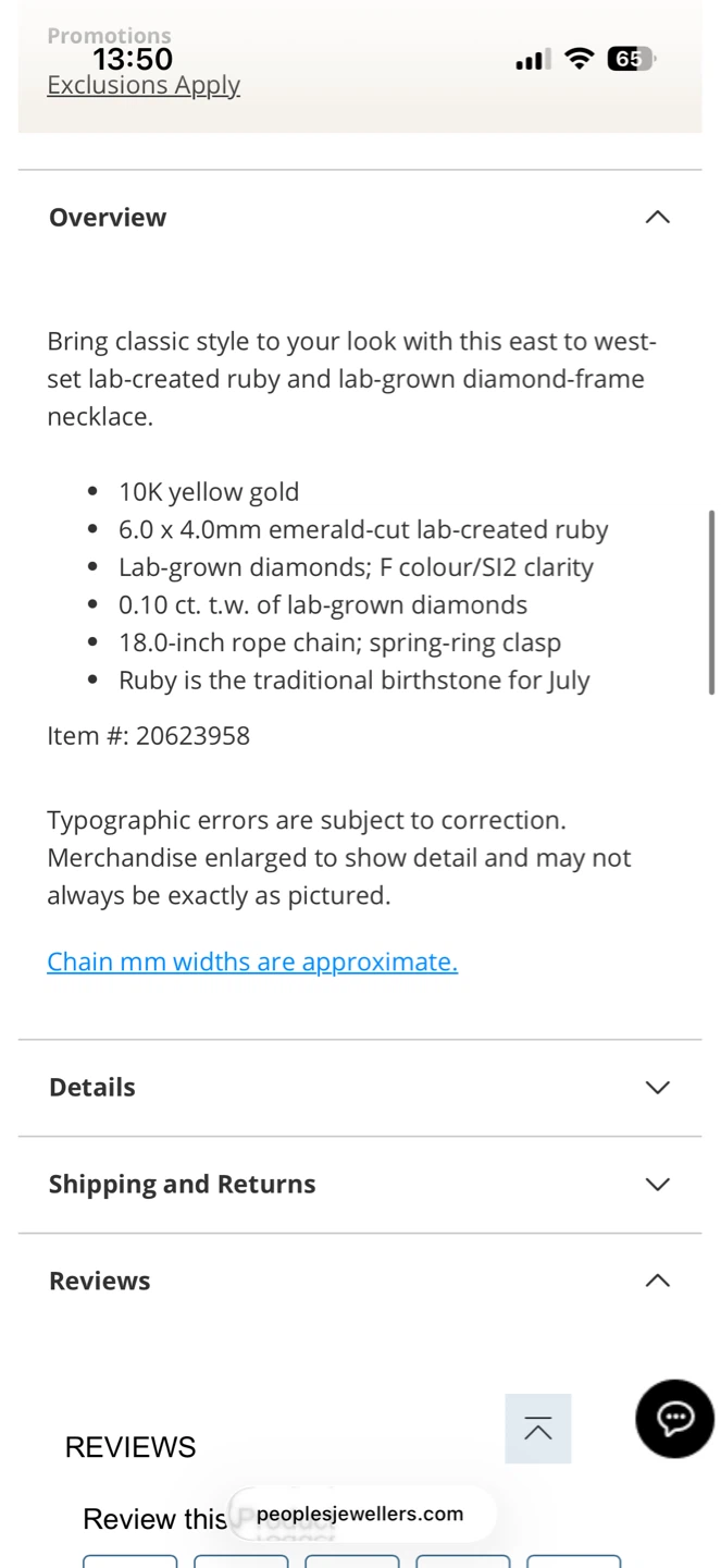 Emerald-Cut Lab-Created Ruby & Diamond Necklace in 10K Gold - photo 3