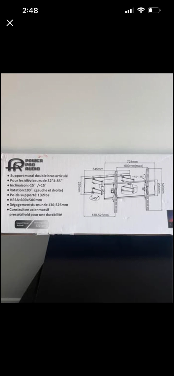 Power Pro Audio Double Arm TV Wall Mount PPA-056B - photo 2