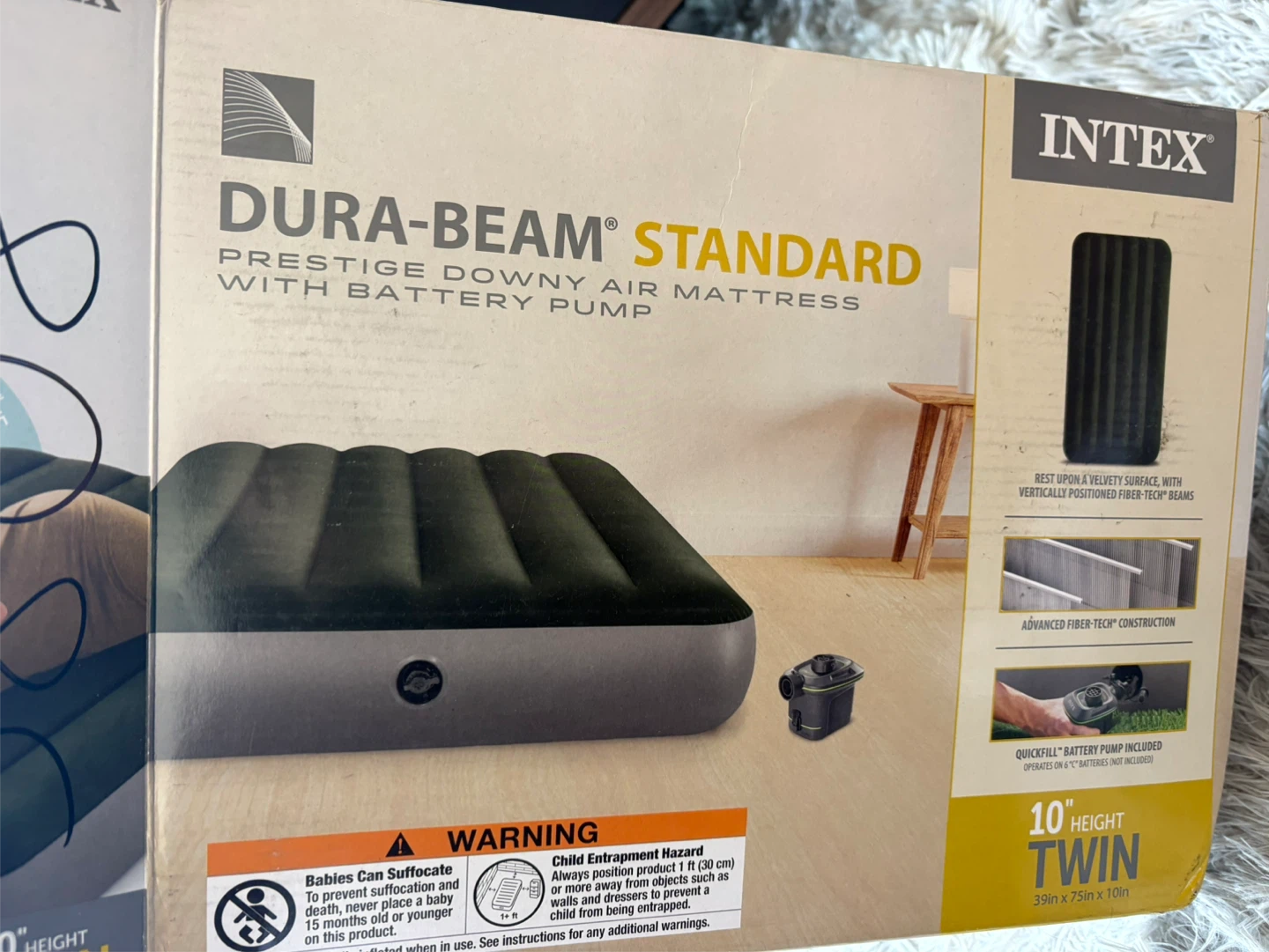 INTEX Standard Air Mattress with Pump and battery- Twin