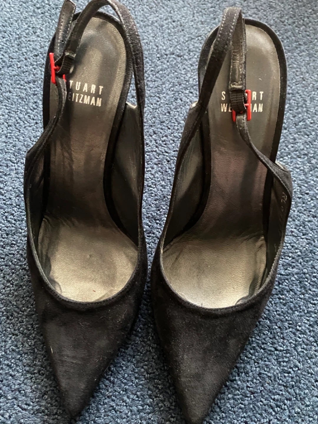 Stuart Weitzman Black Suede Slingback Heels
