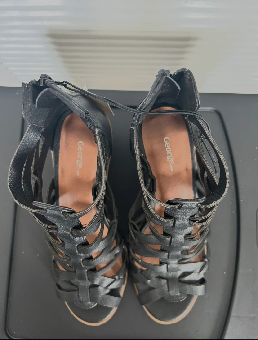 George Black Gladiator Sandals Size 6 - photo 5