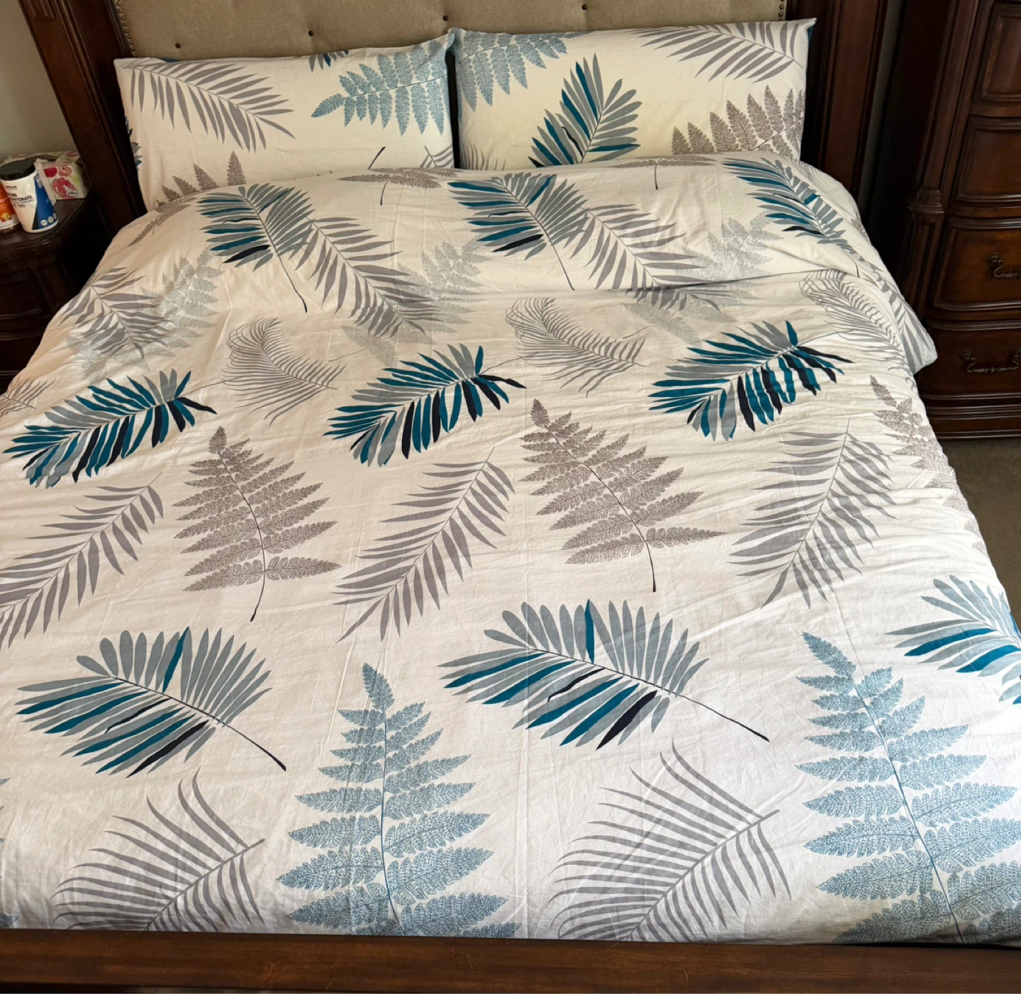 King size duvet Set with Leaf Pattern