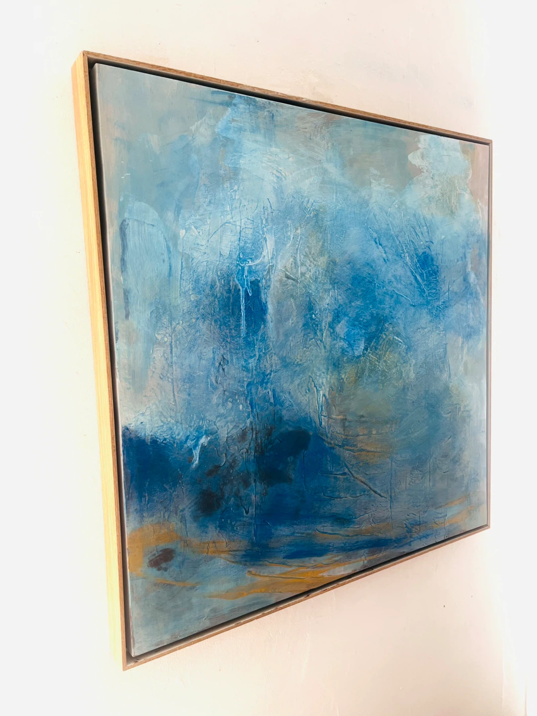 Abstract Blue Artwork Framed Canvas Painting - photo 2