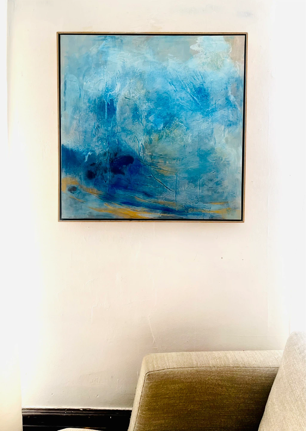 Abstract Blue Artwork Framed Canvas Painting - photo 3
