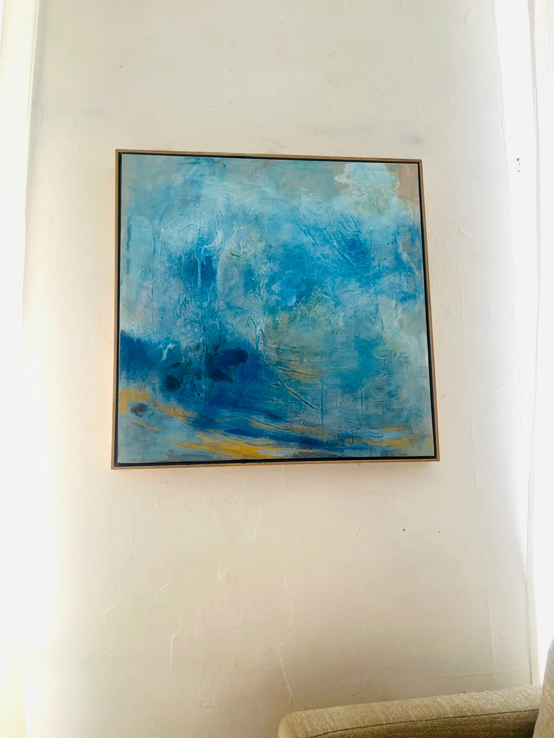 Abstract Blue Artwork Framed Canvas Painting