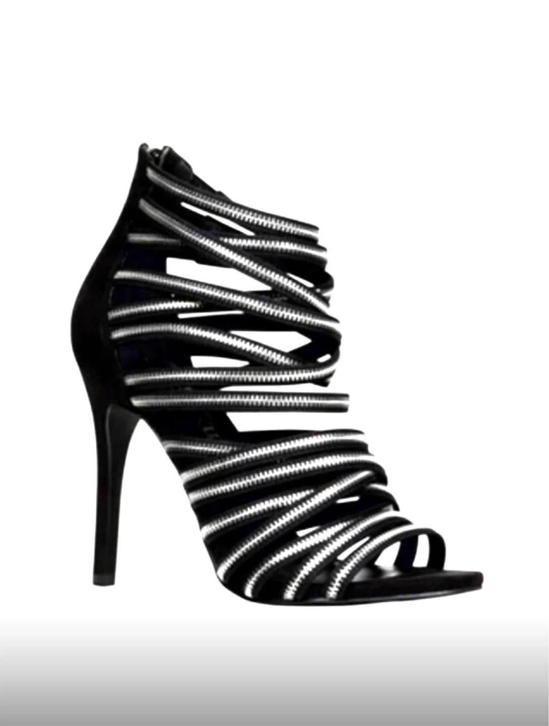 🌱ALDO Black Zipper Detail Strappy Heels - photo 3