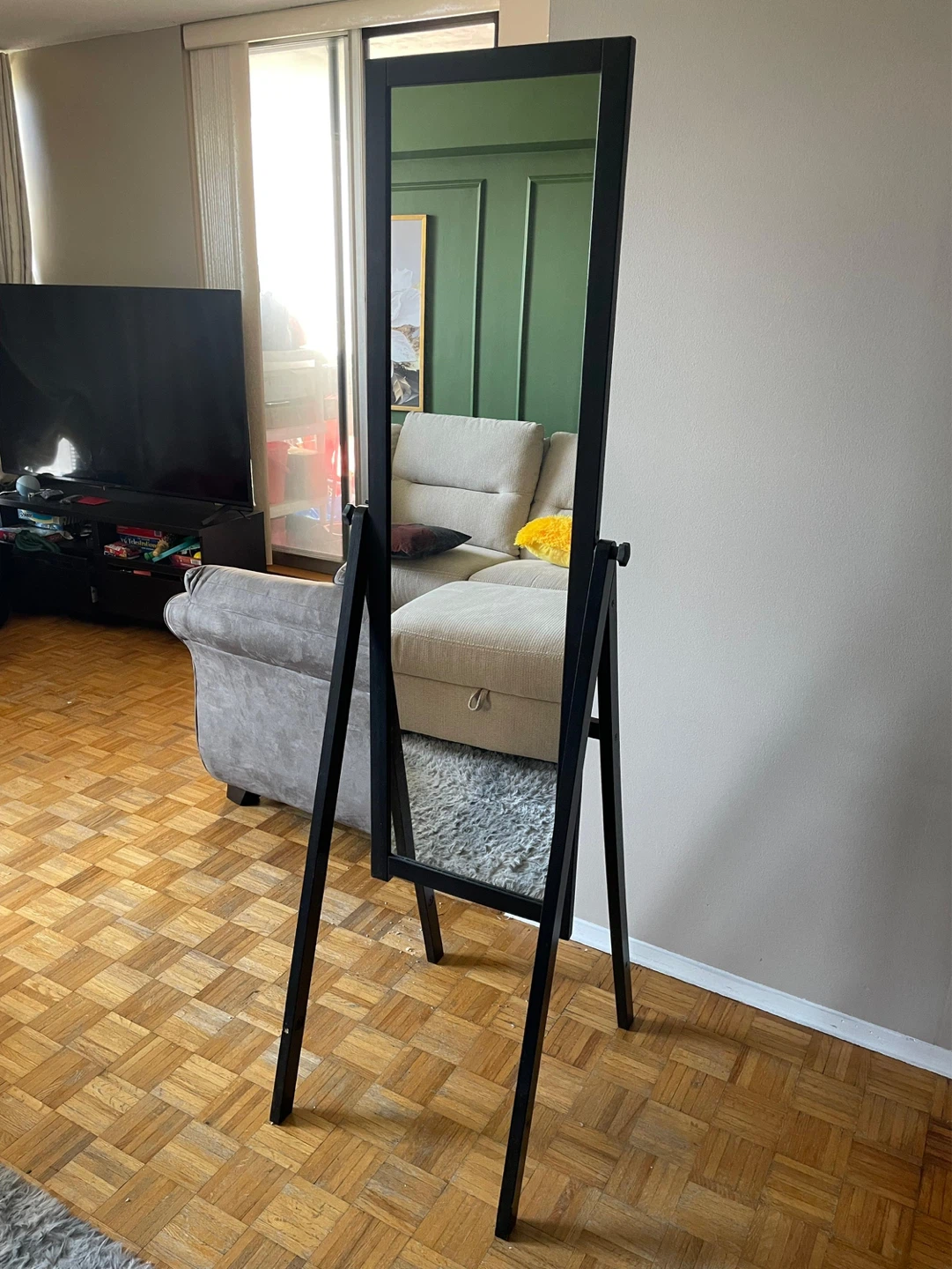 Black Standing Mirror with Easel Stand