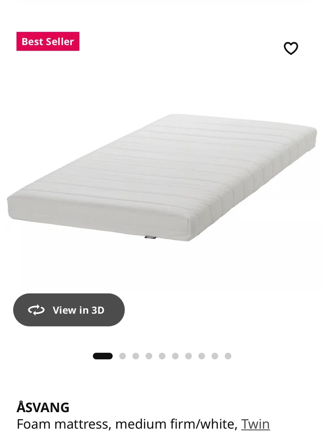 IKEA ÅSVANG Foam Mattress - Twin, Medium Firm, White