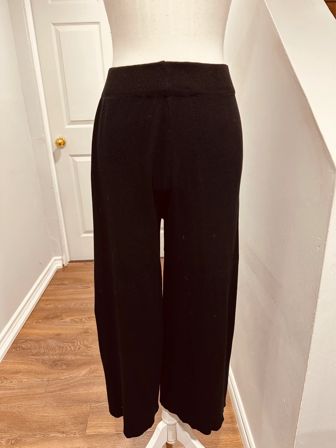 Black Knit Wide Leg Pants
