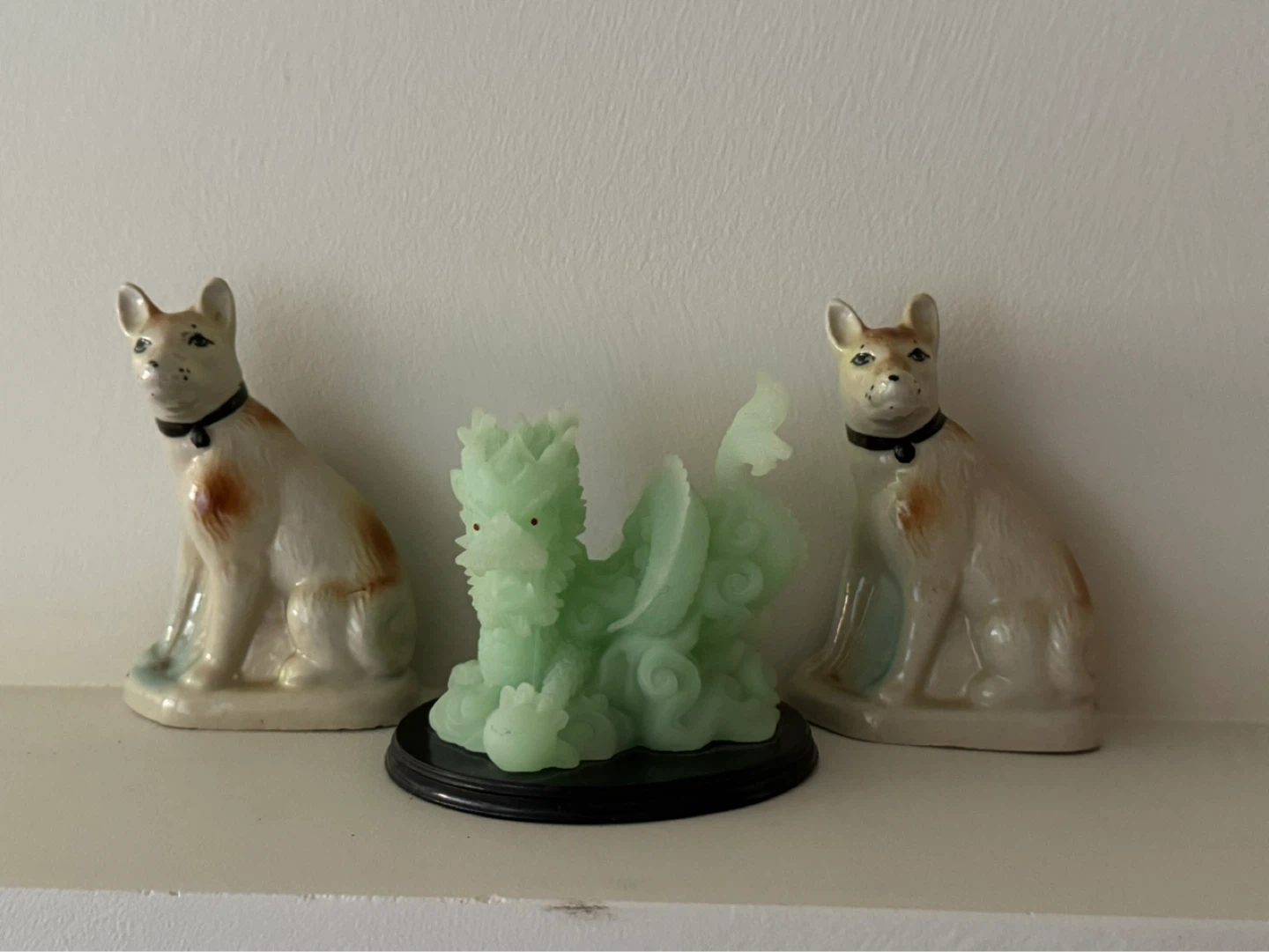 Ceramic Dog Figurines with Dragon Figurine