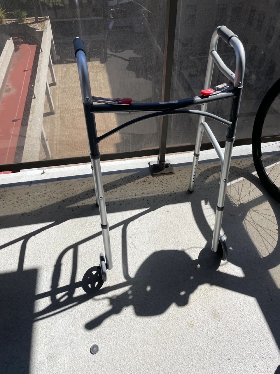 Silver Folding Walker with Wheels