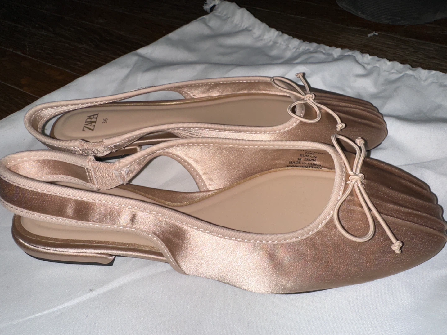 Zara Slingback Ballet Flats Rose Gold Size 36 - photo 2