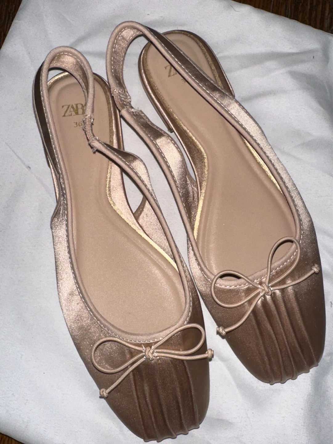 Zara Slingback Ballet Flats Rose Gold Size 36