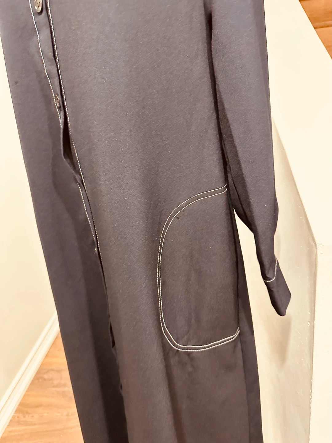 Black Maxi Dress with Contrast Stitching - photo 2