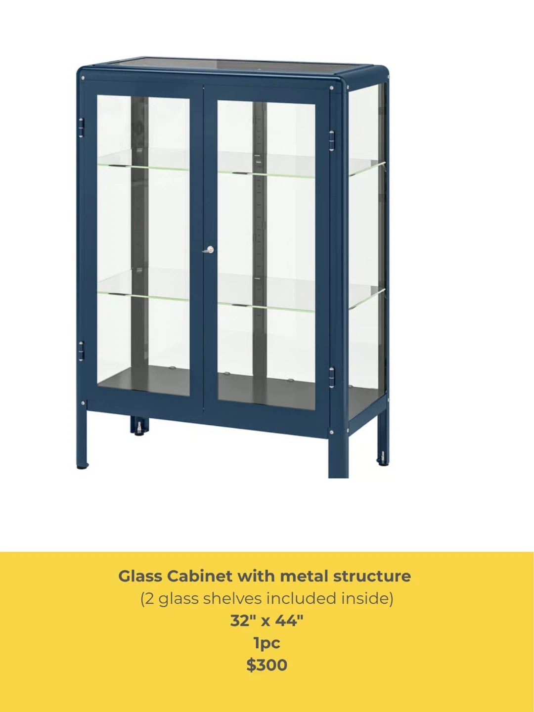 Ikea FABRIKOR Glass Cabinet - Navy Blue
