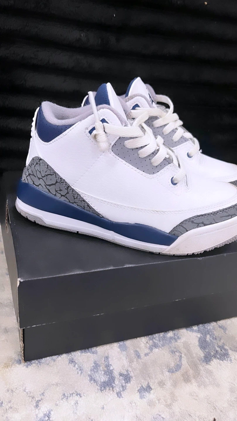 Jordan 3 Retro (PS) White/Midnight Navy Toddler Shoes