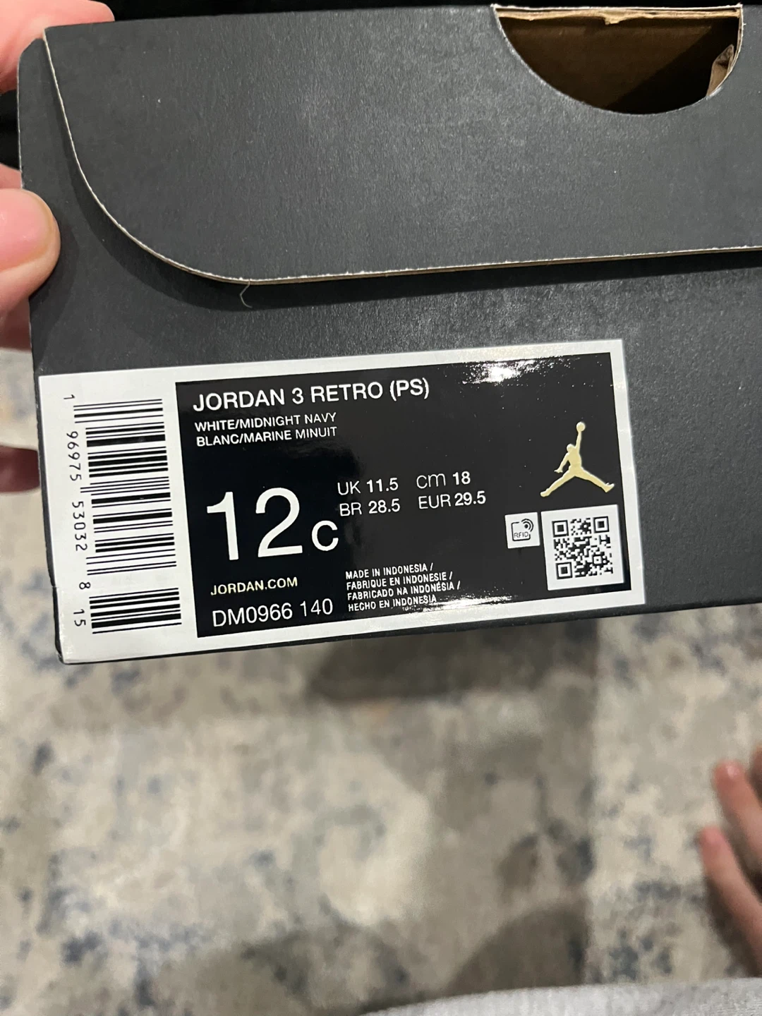 Jordan 3 Retro (PS) White/Midnight Navy Toddler Shoes - photo 3