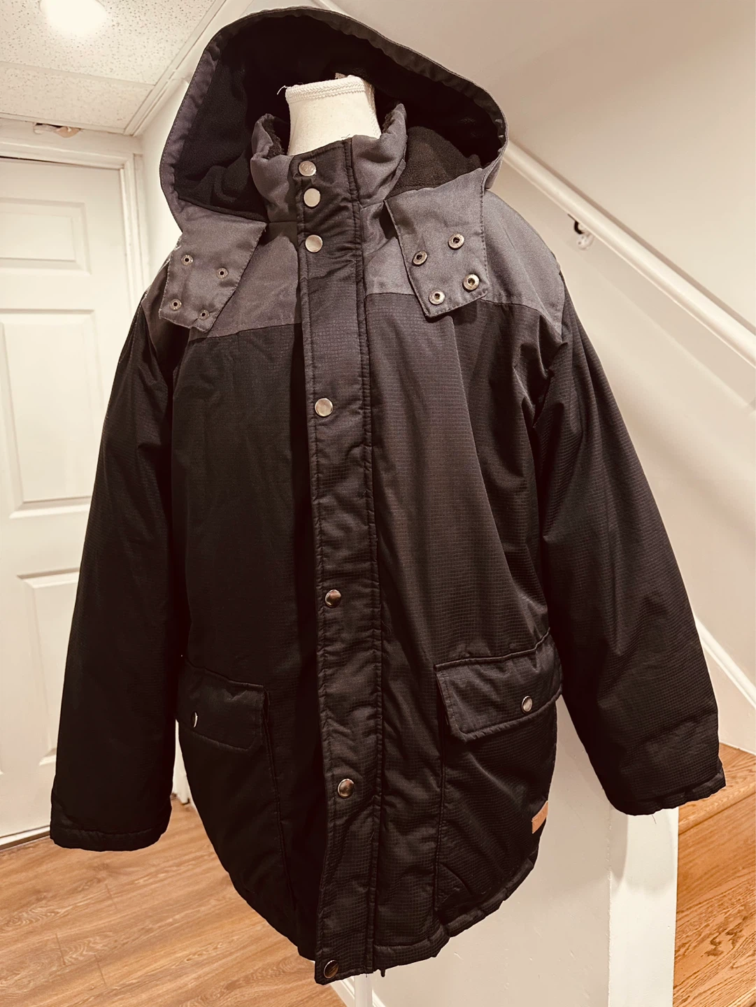 Men's Winter Parka Jacket - Black/Grey
