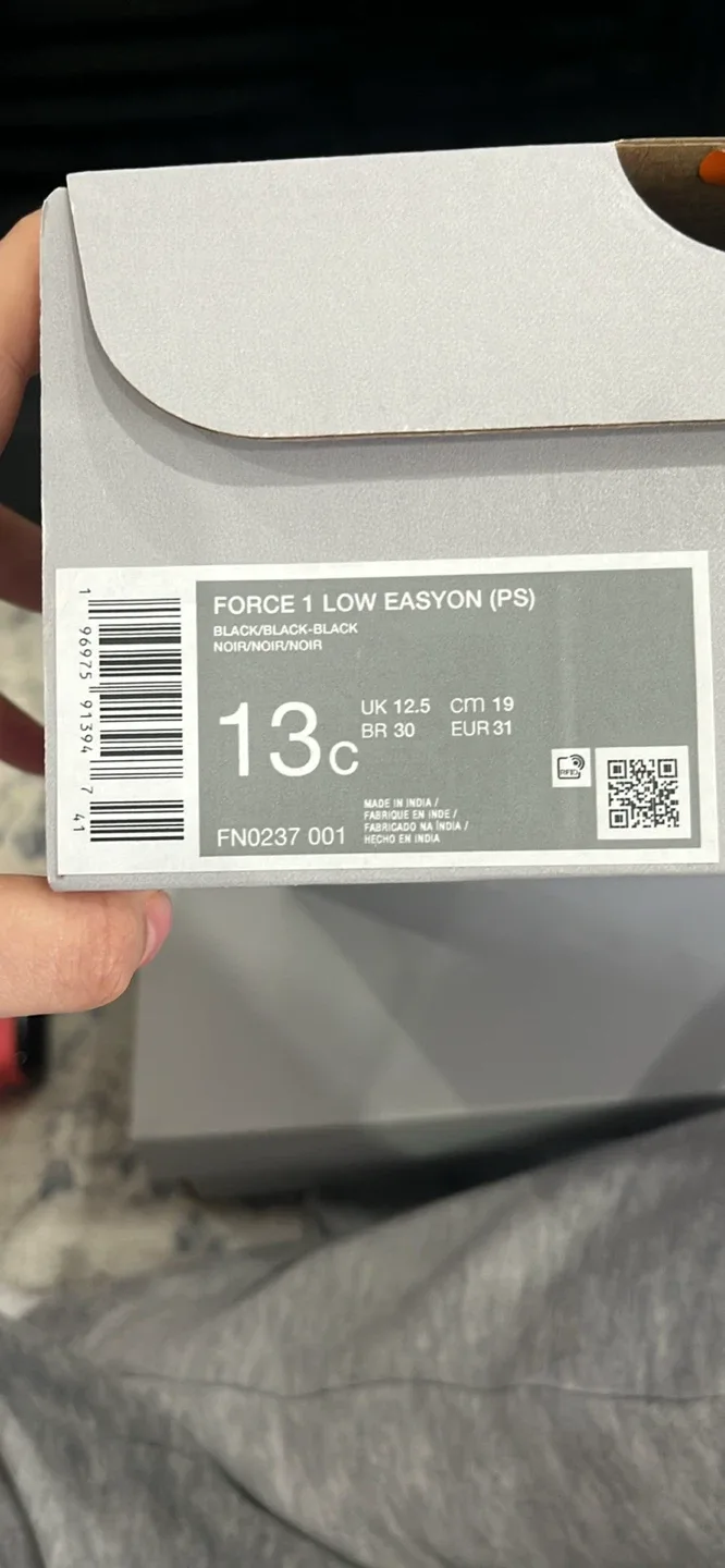 Nike Air Force 1 Low EasyOn PS Black 13c - photo 3