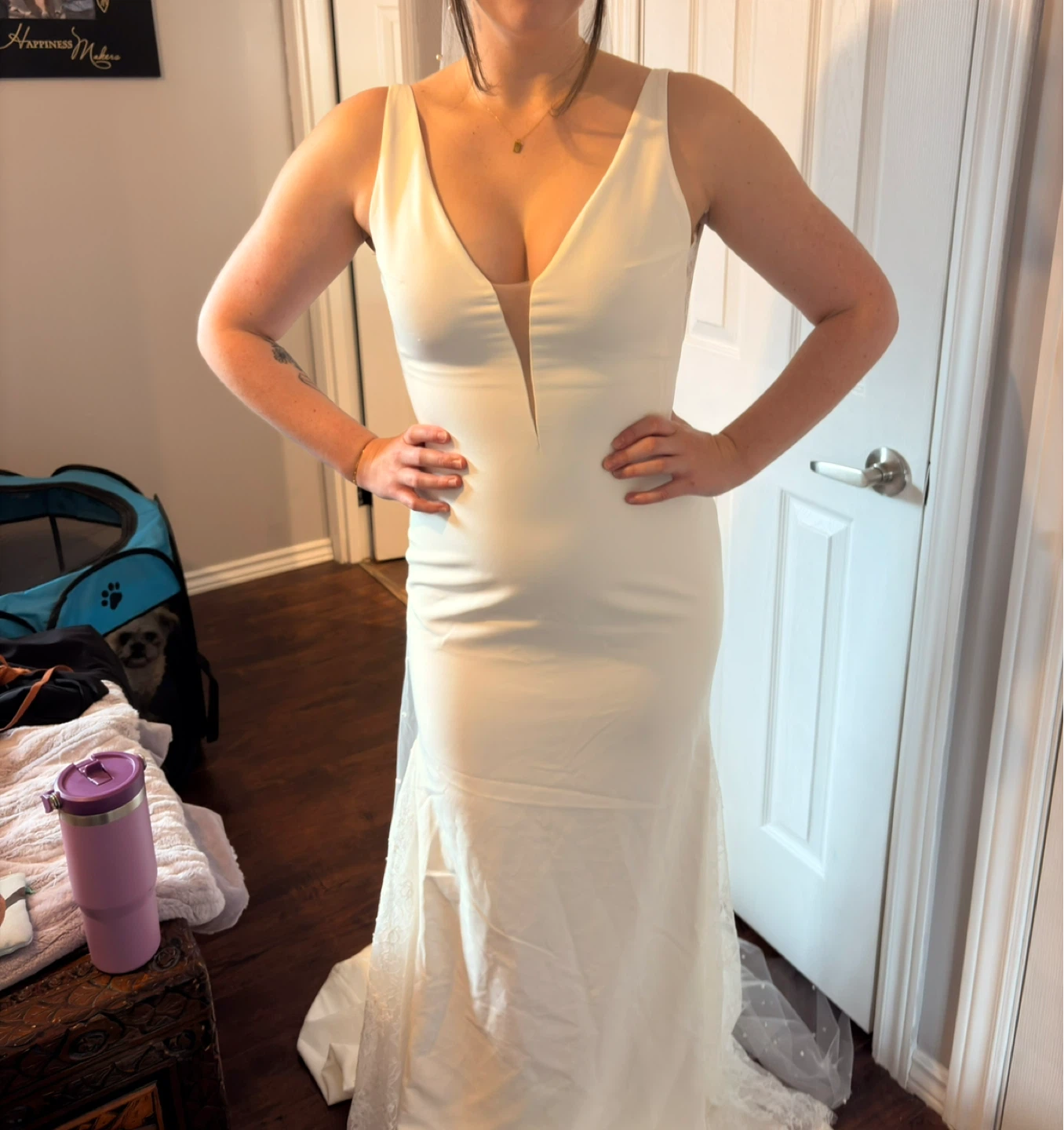 Wedding Dress with Pearl Veil