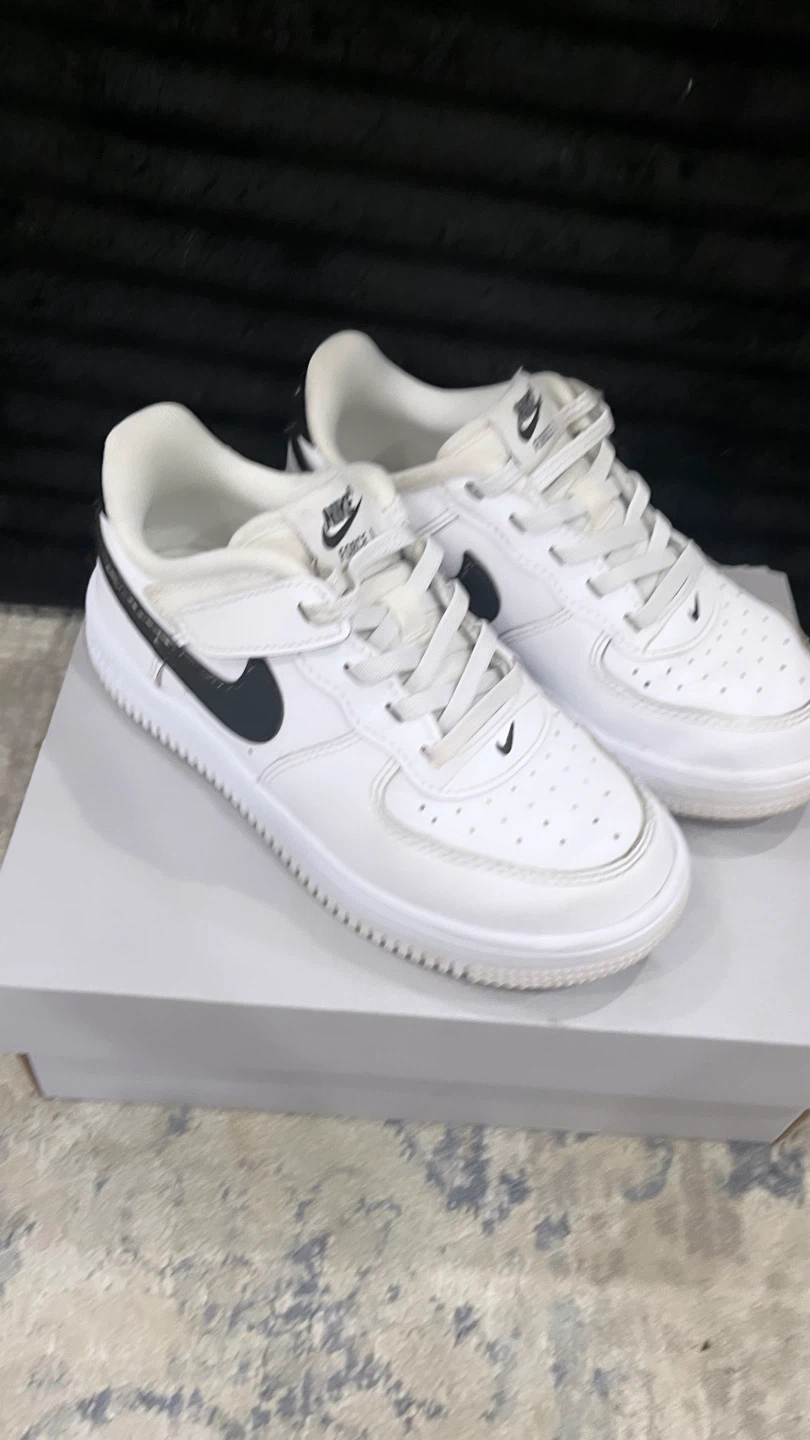 Nike Air Force 1 Low EasyOn (PS) White/Black Kids Shoes 13c