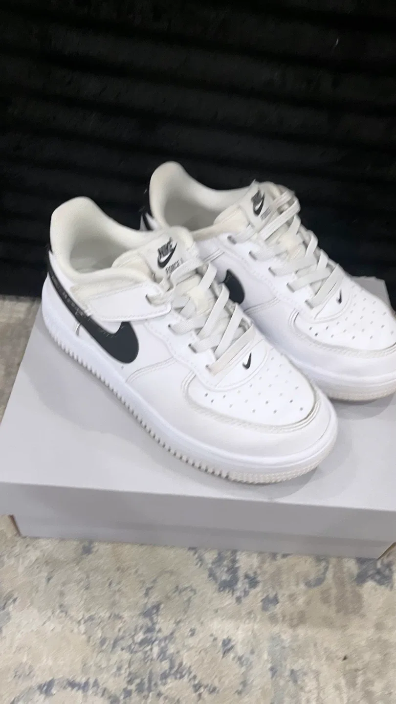 Nike Air Force 1 Low EasyOn (PS) White/Black Kids Shoes 13c