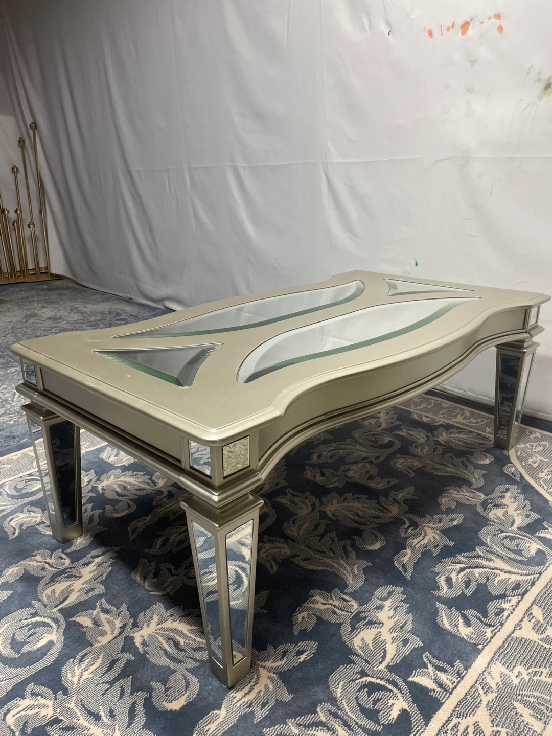 Mirrored Coffee Table with Glass Inlay - photo 3