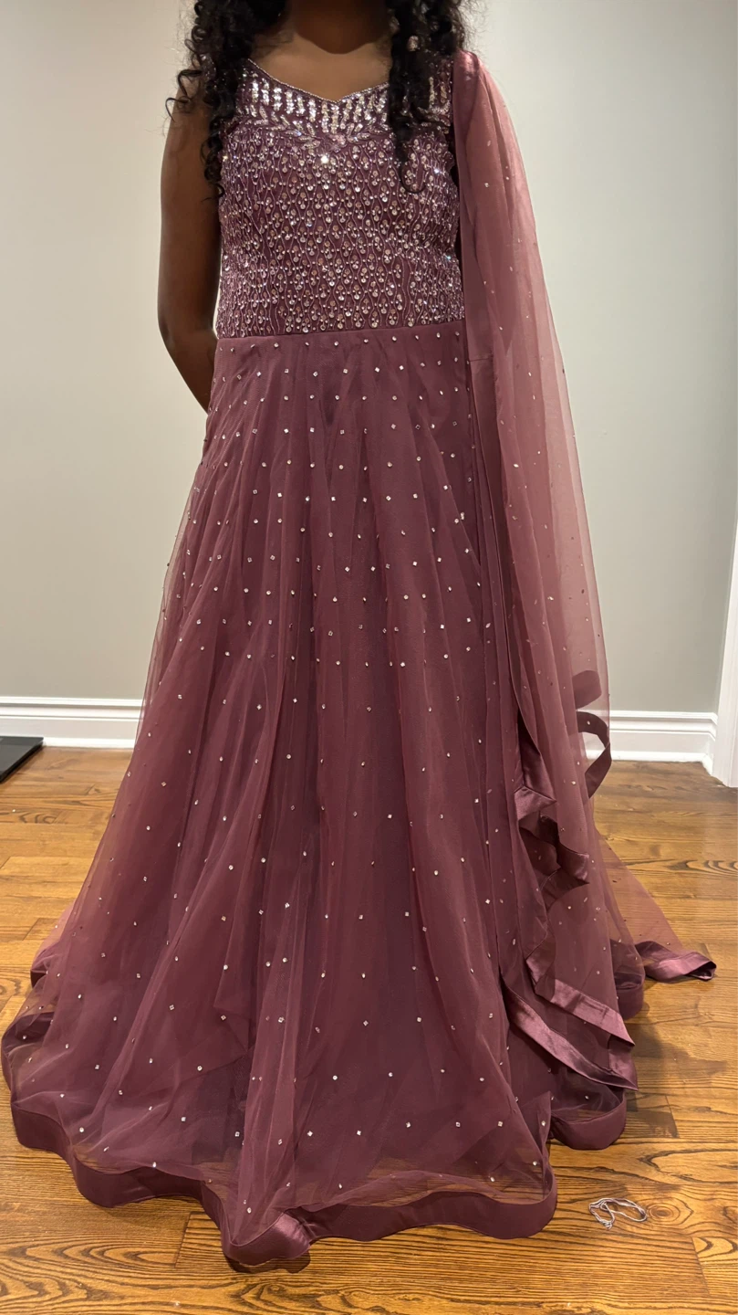 Sparkly Purple Anarkali Dress with Dupatta