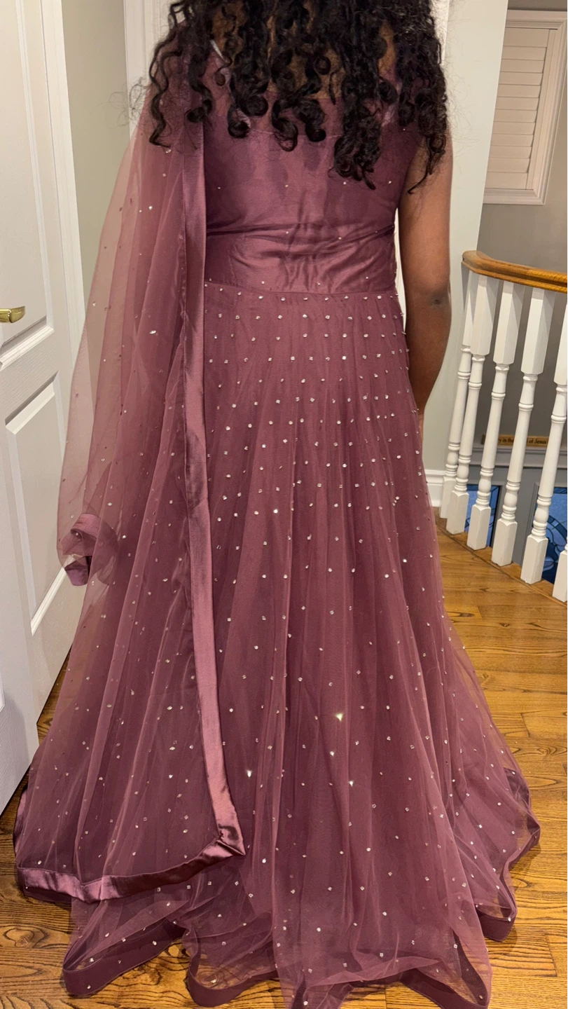 Sparkly Purple Anarkali Dress with Dupatta - photo 2