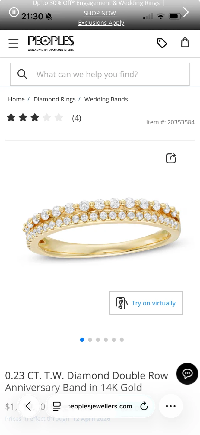 0.23 CT. T.W. Diamond Double Row Anniversary Band in 14K Gold