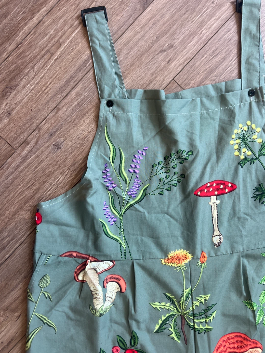 Sage Green Mushroom Print Overalls - photo 2