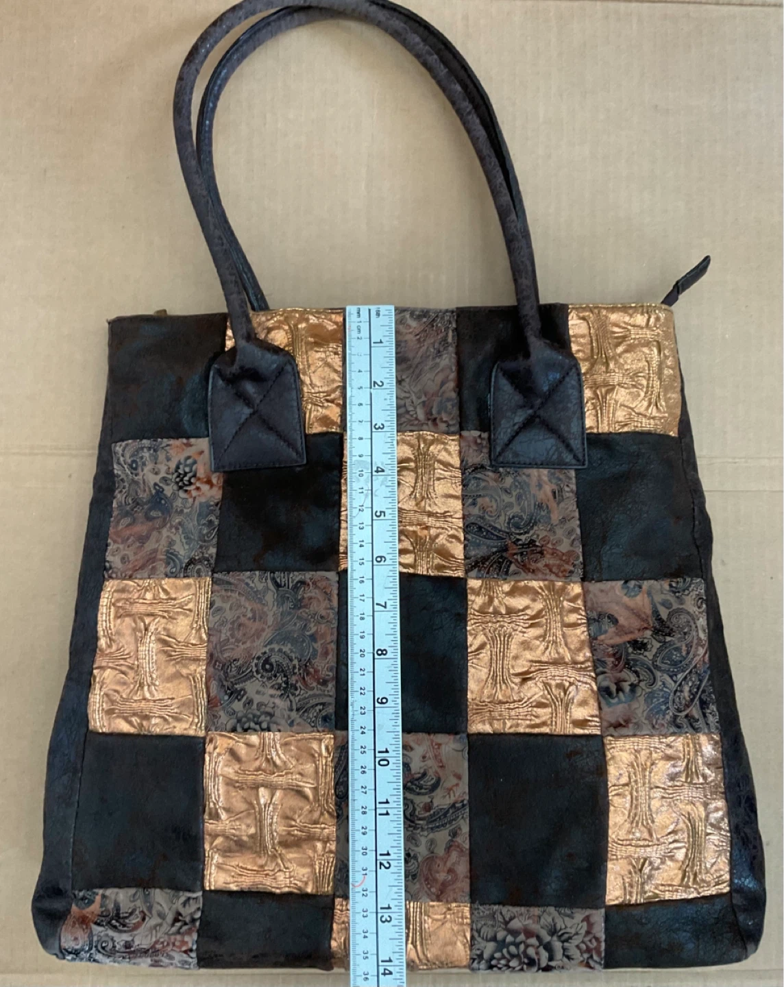 Vintage Patchwork Paisley and Gold Metallic Tote Bag - photo 5