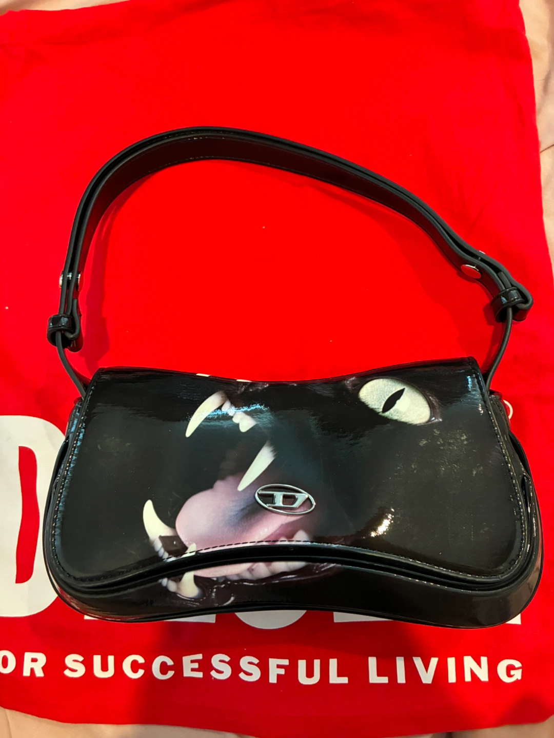 Diesel Play Clutch Bag - Black with Graphic
