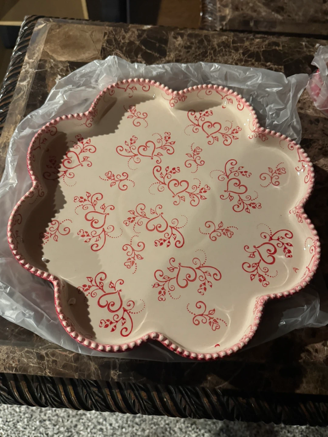 Temptations Floral Lace Heart Dish Set
