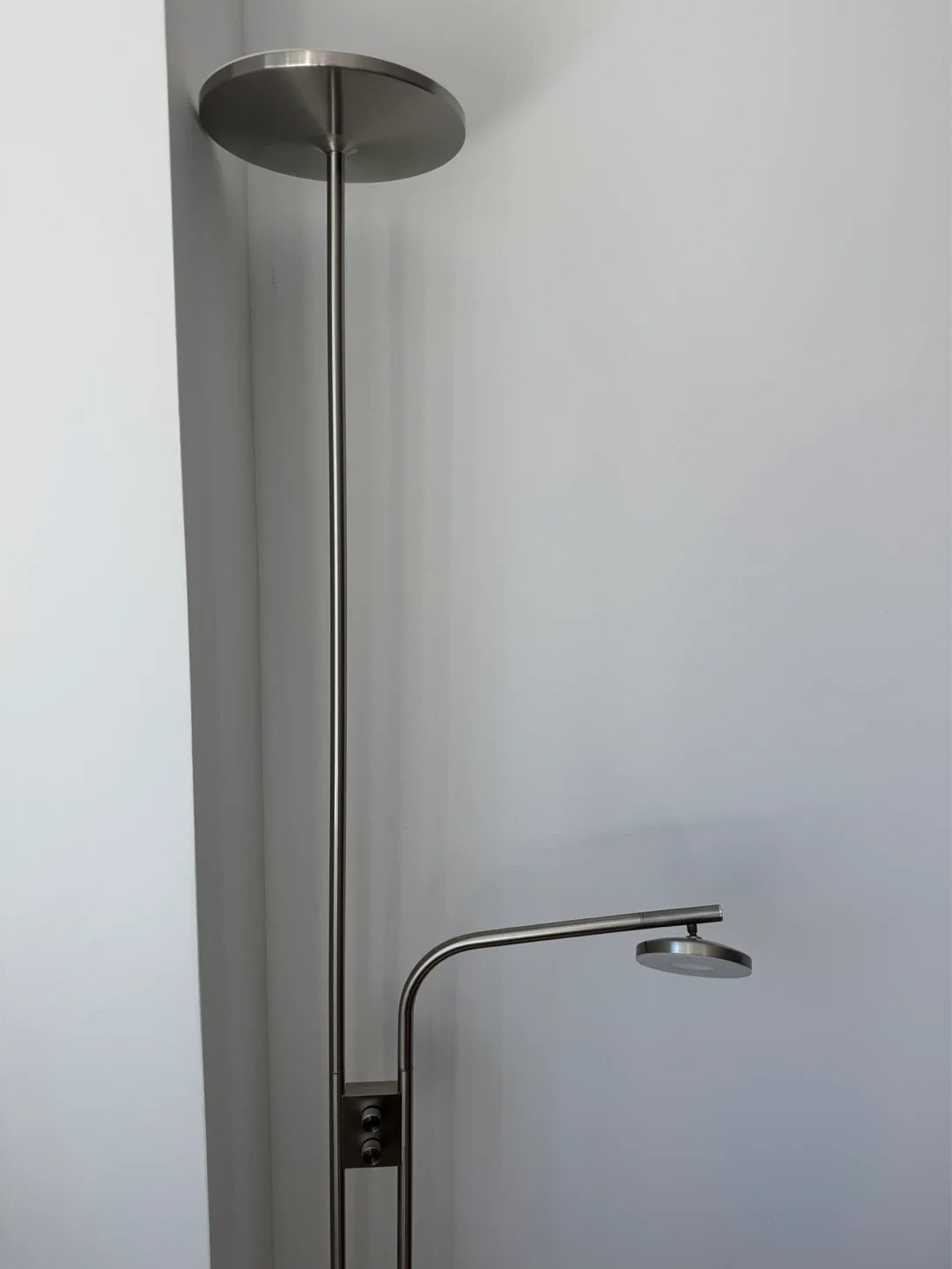 floor uplighter/reading lamp, dimmable/nickel plated, 71 "
