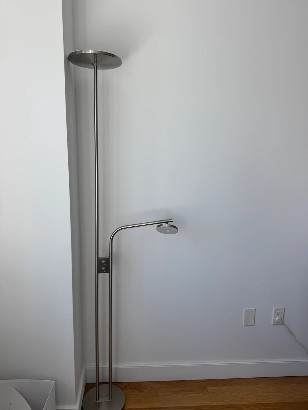floor uplighter/reading lamp, dimmable/nickel plated, 71 " - photo 2