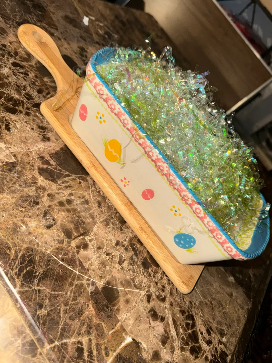 Temptations Hand-Painted Ceramic Baking Dish with Wooden Platter - photo 2