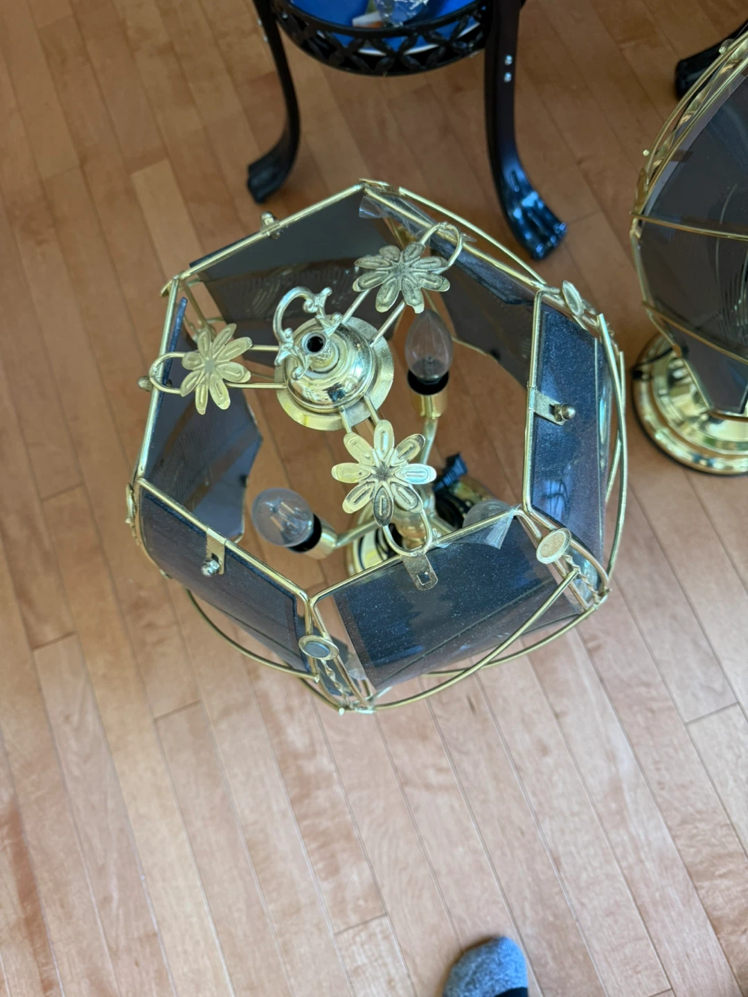 Vintage Gold & Black Hexagonal Table Lamps (Pair) - photo 2