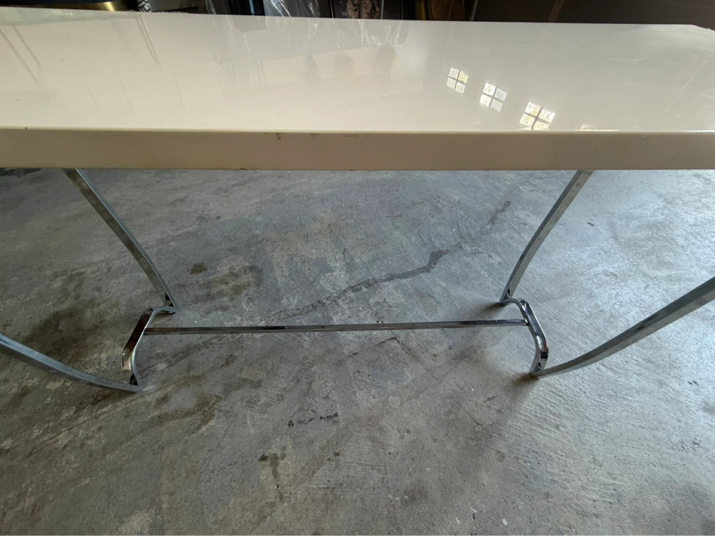 White Console Table with Chrome Legs
