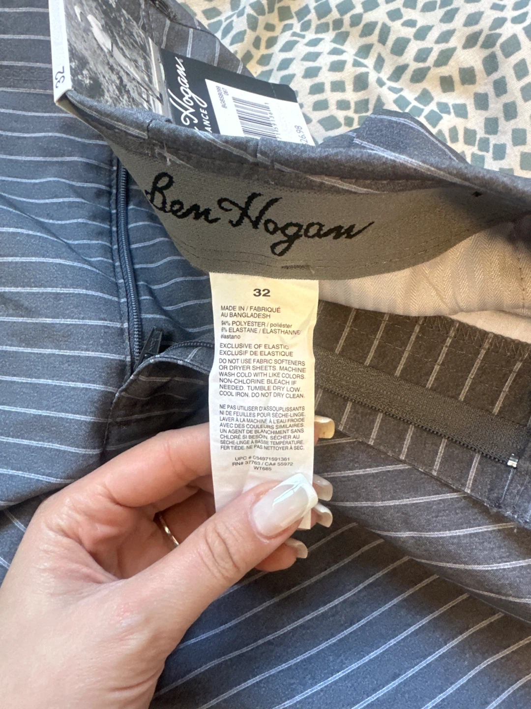 Ben Hogan Performance Golf Shorts - Grey Stripe - Size 32 - photo 2