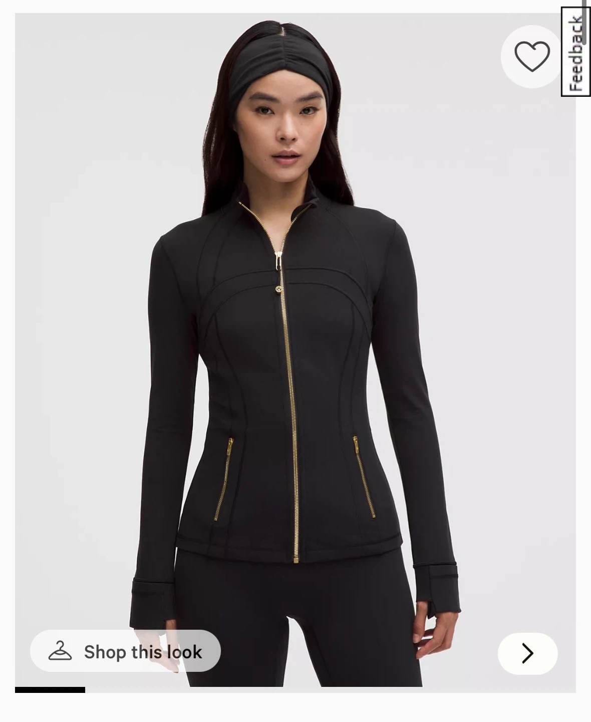 Lululemon Black Zip-Up Jacket with Gold Details
