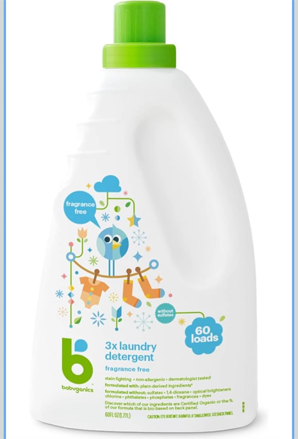 🌱 Babyganics Fragrance-Free Laundry Detergent (60 Loads)